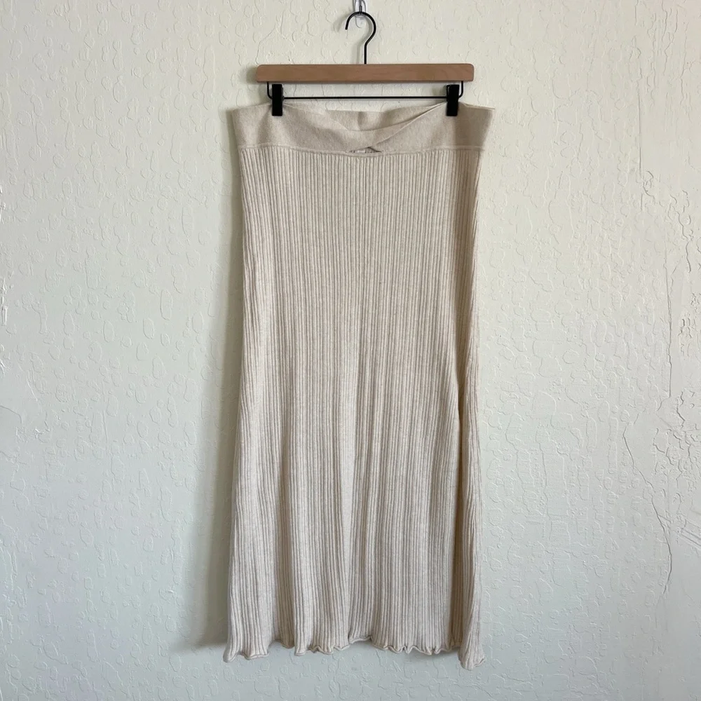 Anthropologie Daily Practice Tara Ribbed Knit Pull On Midi Sweater Skirt XL